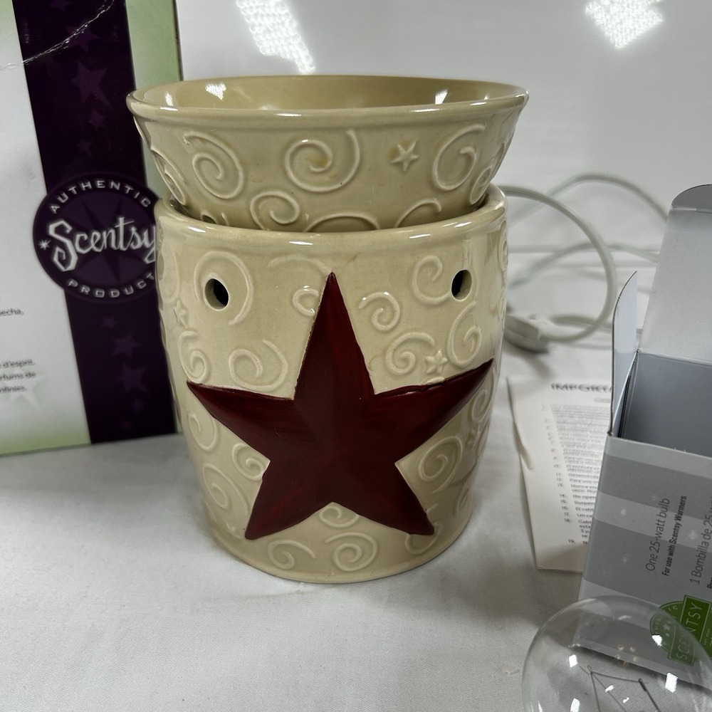 Scentsy Rustic Star Wax Warmer Full Size Retired 2008 RARE Americana Cottage